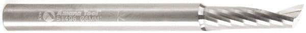 Amana Tool - 6mm Cutting Diam x 0.787" Length of Cut, 1 Flute, Upcut Spiral Router Bit - Uncoated, Right Hand Cut, Solid Carbide, 2-33/64" OAL x 1/8" Shank Diam, 20° Helix Angle - Exact Industrial Supply