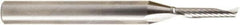 Amana Tool - 1/8" Cutting Diam x 5/8" Length of Cut, 1 Flute, Upcut Spiral Router Bit - Uncoated, Right Hand Cut, Solid Carbide, 2-1/2" OAL x 1/4" Shank Diam, 20° Helix Angle - Exact Industrial Supply