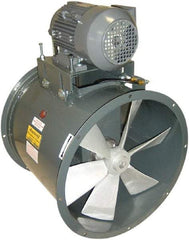 Americraft - 1 hp 24" Explosion Proof Wet Location Belt Drive Tube Axial Duct Fan - 7,425 CFM at 0 Static Pressure, 1,725 RPM, Single Phase - Exact Industrial Supply