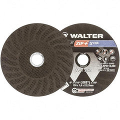 WALTER Surface Technologies - 6" 46 Grit Aluminum Oxide Cutoff Wheel - 1/16" Thick, 7/8" Arbor, 10,200 Max RPM, Use with Angle Grinders - Exact Industrial Supply