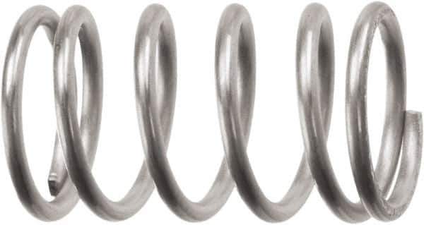 Associated Spring Raymond - 49.2mm OD, 4.11mm Wire, 5-1/2" Free Length, Compression Spring - 19.08 Lb Spring Rating, 233.32 N Max Work Load, Stainless Steel - Exact Industrial Supply