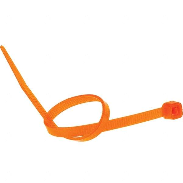 Value Collection - 8" Long Orange Nylon Standard Cable Tie - 50 Lb Tensile Strength, 54mm Max Bundle Diam - Exact Industrial Supply
