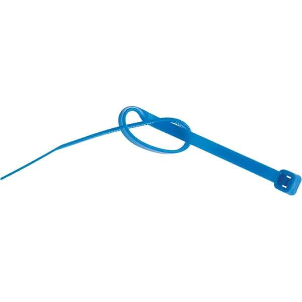 Value Collection - 8" Long Blue Nylon Standard Cable Tie - 50 Lb Tensile Strength, 54mm Max Bundle Diam - Exact Industrial Supply