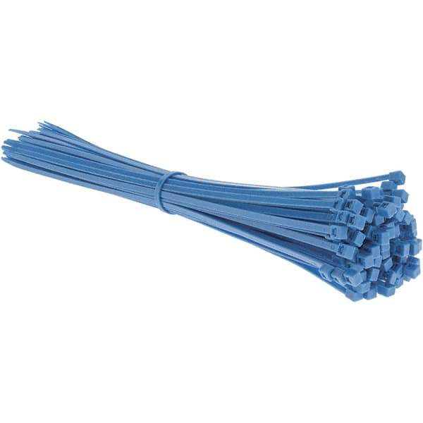 Value Collection - 15.2" Long Blue Nylon Standard Cable Tie - 50 Lb Tensile Strength, 114mm Max Bundle Diam - Exact Industrial Supply