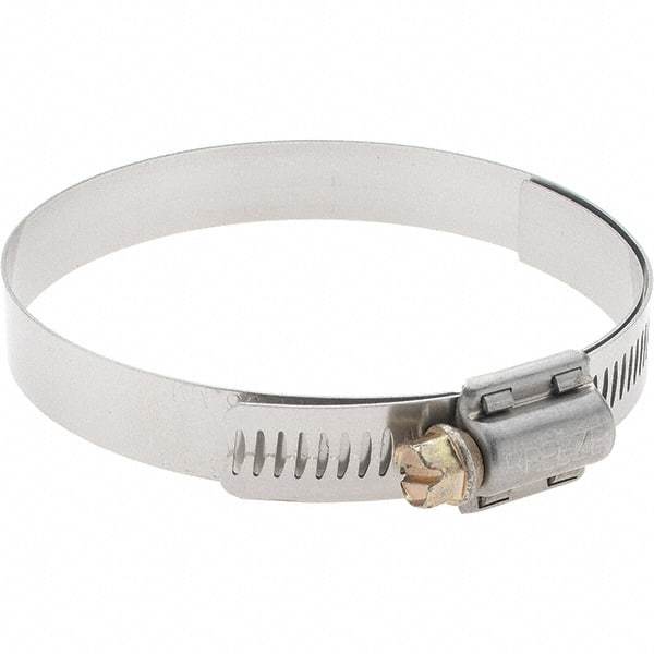 Made in USA - SAE Size 52, 2-13/16 to 3-3/4" Diam, Stainless Steel Protective Liner Worm Drive Clamp - Exact Industrial Supply