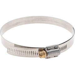 Made in USA - SAE Size 72, 4-1/8 to 5" Diam, Stainless Steel Protective Liner Worm Drive Clamp - Exact Industrial Supply