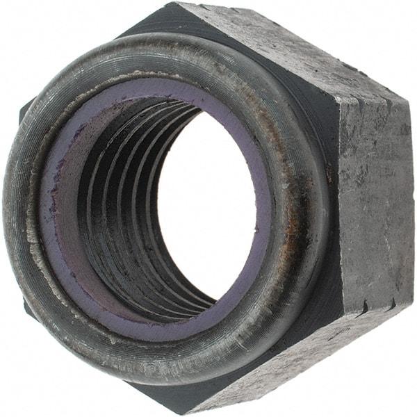 Value Collection - 1-1/8 - 7 UNC Grade 8 Hex Lock Nut with Nylon Insert - 1-5/8" Width Across Flats, 1-11/64" High, Uncoated - Exact Industrial Supply