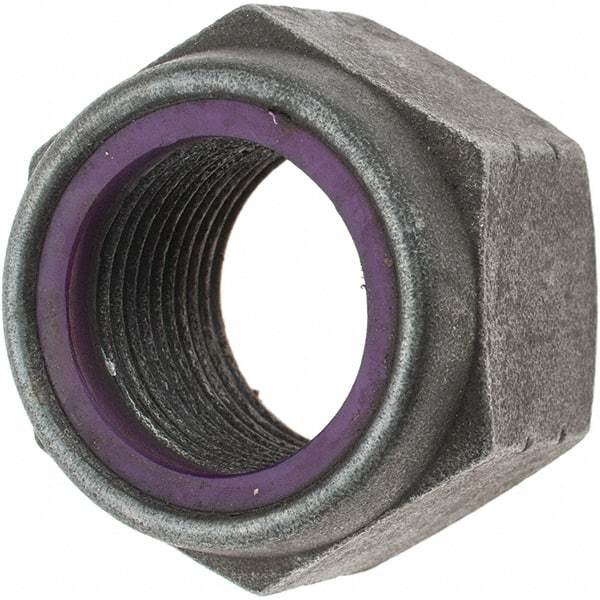 Value Collection - 1-1/8 - 12 UNF Grade 8 Hex Lock Nut with Nylon Insert - 1-5/8" Width Across Flats, 1-11/64" High, Uncoated - Exact Industrial Supply