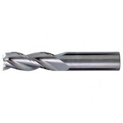 3/16″ × 3/16″ × 9/16″ × 2″ RHS / RHC Solid Carbide 3-Flute Square End High-Performance End Mill for Aluminum - Bright - Exact Industrial Supply