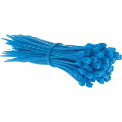 Value Collection - 4" Long Blue Nylon Standard Cable Tie - 18 Lb Tensile Strength, 21mm Max Bundle Diam - Exact Industrial Supply