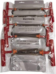 Proto - 11 Piece T-Handle Cushion Grip Tethered Hex Key Set - Hex Range 5/64 to 3/8" - Exact Industrial Supply