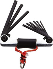 Proto - 9 Piece Fold-Up Tethered Hex Key Set - Hex Range 5/64 to 1/4", Steel - Exact Industrial Supply