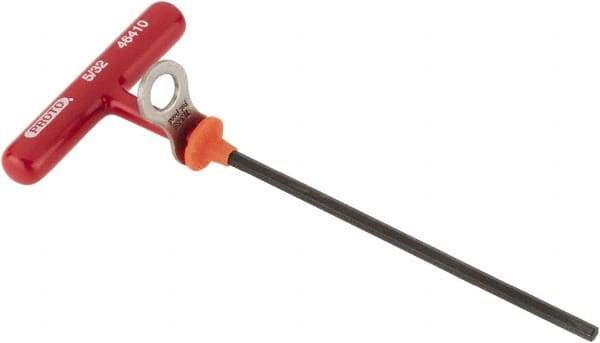 Proto - 5/32" Hex, Tethered T-Handle Cushion Grip, Hex Key - 6" OAL, Alloy Steel, Inch System of Measurement - Exact Industrial Supply
