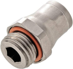 Legris - 12mm Outside Diam, 3/8 BSPP, Stainless Steel Push-to-Connect Tube Male Connector - 435 Max psi, Tube to Male BSPP Connection, FKM O-Ring - Exact Industrial Supply