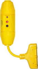 Tower - 3 Outlet, 125 Volt, 15 Amp Rating, 4 to 6 mA Max Surge, Inline, Manual, Commercial, Industrial GFCI - 1/2 Ft. Long Cord, 5-15R NEMA Configuration, Polycarbonate Housing - Exact Industrial Supply