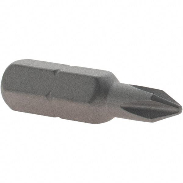 VEGA Industries - #1, Insert Phillips Screwdriver Bit - 1/4" Drive, 1" OAL - Exact Industrial Supply