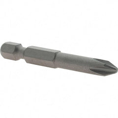 VEGA Industries - #2, Insert Phillips Screwdriver Bit - 1/4" Drive, 2" OAL - Exact Industrial Supply