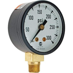 Value Collection - 1-1/2" Dial, 1/8 Thread, 0-300 Scale Range, Pressure Gauge - Lower Connection Mount - Exact Industrial Supply