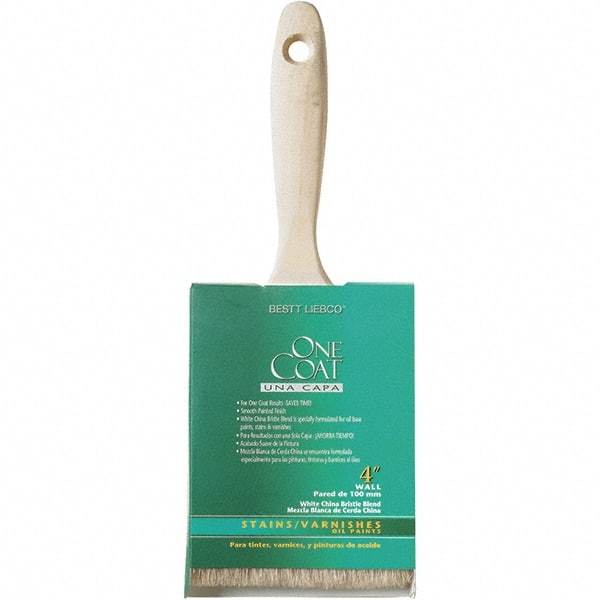 Krylon - 11/16" Flat White China Bristle Wall Brush - 4" Bristle Length, 3-1/4" Wood Beavertail Handle - Exact Industrial Supply