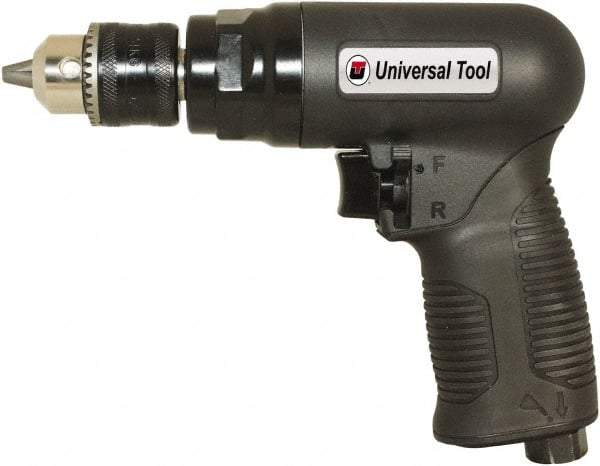 Florida Pneumatic - 3/8" Reversible Keyed Chuck - Pistol Grip Handle, 1,800 RPM, 4 CFM, 0.75 hp, 90 psi - Exact Industrial Supply