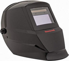 Honeywell - 110mm Window Width x 90mm Window Height, 9 to 13 Shade Auto-Darkening Lens, Fixed Front Welding Helmet - Black Nylon Clear/Green Lens - Exact Industrial Supply