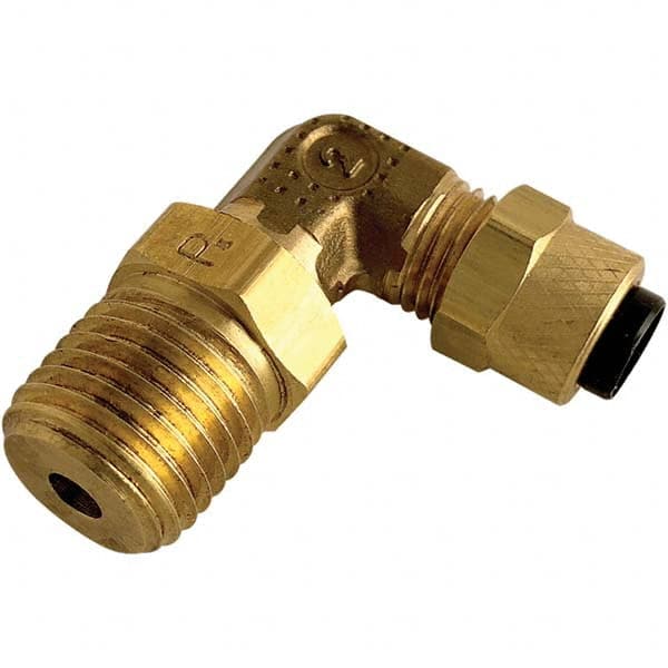 Parker - 3/8" Tube OD x 3/8 Thread Brass Compression Tube Swivel Elbow - Exact Industrial Supply