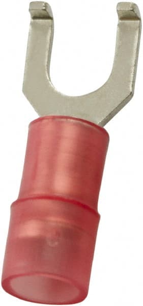 Value Collection - #10 Stud, 22 to 16 AWG Compatible, Partially Insulated, Crimp Connection, Flanged Fork Terminal - Exact Industrial Supply