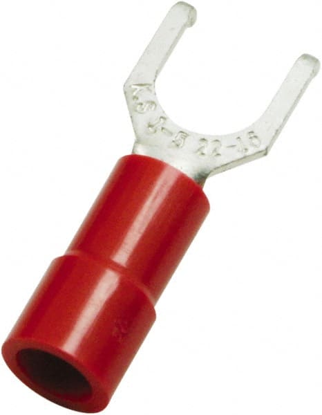 Value Collection - #6 Stud, 22 to 16 AWG Compatible, Partially Insulated, Flanged Fork Terminal - Exact Industrial Supply