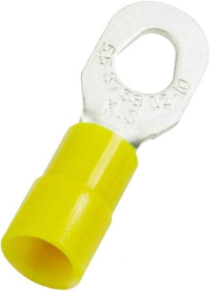 Value Collection - 12-10 AWG Partially Insulated Crimp Connection D Shaped Ring Terminal - #10, 6 & 8 Stud, 29.3mm OAL x 9.9mm Wide, Copper Contact - Exact Industrial Supply