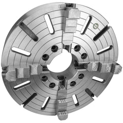 Independent Manual Lathe Chuck: 4-Jaw,  25″ Dia Hard & Solid Jaws, Direct Mount, 400 Max RPM