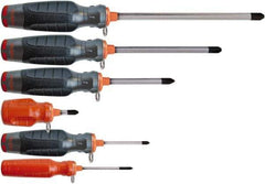 Proto - 6 Piece Phillips Screwdriver Set - Tethered Handle, Bit Sizes: Philips #0 to #4 - Exact Industrial Supply