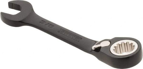 Proto - 3/8" 12 Point Offset Combination Wrench - 15° Offset Angle, 3-3/4" OAL, Steel, Black Chrome Finish - Exact Industrial Supply