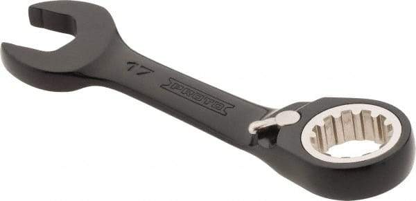 Proto - 17mm 12 Point Offset Combination Wrench - 15° Offset Angle, 5" OAL, Steel, Black Chrome Finish - Exact Industrial Supply