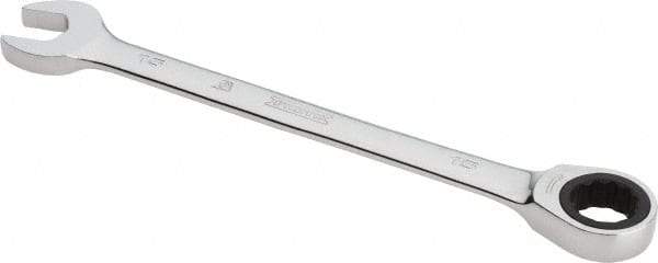 Proto - 15mm 12 Point Combination Wrench - 0° Offset Angle, 7-7/8" OAL, Steel, Chrome Finish - Exact Industrial Supply