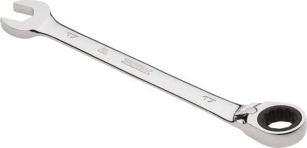 Proto - 17mm 12 Point Combination Wrench - 0° Offset Angle, 8-7/8" OAL, Steel, Chrome Finish - Exact Industrial Supply
