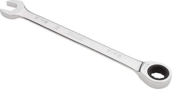 Proto - 7/16" 12 Point Combination Wrench - 0° Offset Angle, 6-1/2" OAL, Steel, Chrome Finish - Exact Industrial Supply