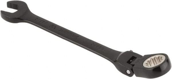 Proto - 3/8" 12 Point Flexhead Combination Wrench - 15° Offset Angle, 5" OAL, Steel, Black Chrome Finish - Exact Industrial Supply