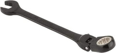 Proto - 3/8" 12 Point Flexhead Combination Wrench - 15° Offset Angle, 5" OAL, Steel, Black Chrome Finish - Exact Industrial Supply