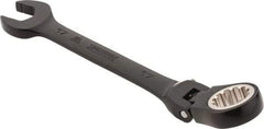 Proto - 17mm 12 Point Flexhead Combination Wrench - 15° Offset Angle, 7" OAL, Steel, Black Chrome Finish - Exact Industrial Supply