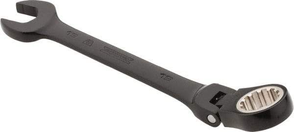 Proto - 19mm 12 Point Flexhead Combination Wrench - 15° Offset Angle, 8" OAL, Steel, Black Chrome Finish - Exact Industrial Supply