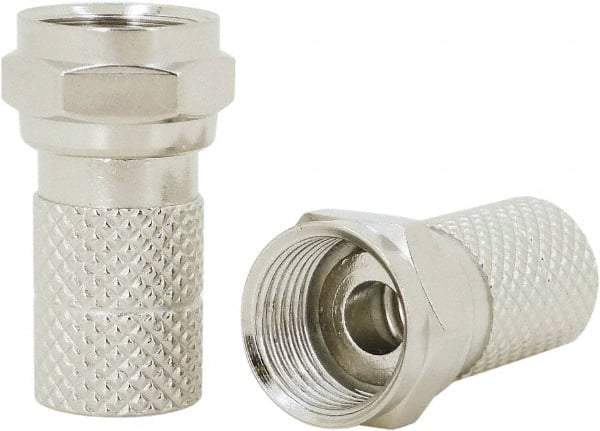 Ideal - Straight, F Type Crimp Coaxial Connector - Compatible with RG6, Brass Contact, Brass Body - Exact Industrial Supply