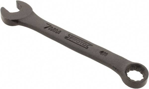 Proto - 7mm 12 Point Offset Combination Wrench - 15° Offset Angle, 3-3/8" OAL, Steel, Black Finish - Exact Industrial Supply