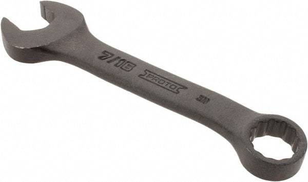 Proto - 7/16" 12 Point Offset Combination Wrench - 15° Offset Angle, 4-1/16" OAL, Steel, Black Finish - Exact Industrial Supply