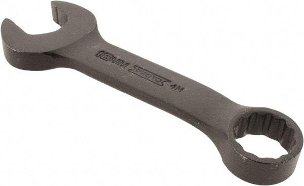 Proto - 18mm 12 Point Offset Combination Wrench - 15° Offset Angle, 5-1/4" OAL, Steel, Black Finish - Exact Industrial Supply