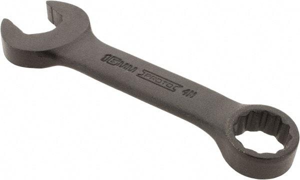 Proto - 16mm 12 Point Offset Combination Wrench - 15° Offset Angle, 4-7/8" OAL, Steel, Black Finish - Exact Industrial Supply