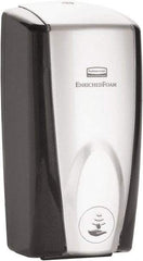 Rubbermaid - 1100 mL Foam Hand Soap Dispenser - Plastic, Hanging, Black & Chrome - Exact Industrial Supply