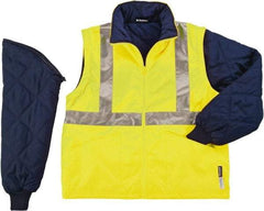 Ergodyne - Size L High Visibility Jacket - Lime, Polyester, Zipper, Snaps Closure - Exact Industrial Supply
