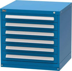 Vidmar - 6 Drawer, Modular Storage Cabinet - Steel, 30" Wide x 27-3/4" Deep x 30" High, Blue - Exact Industrial Supply