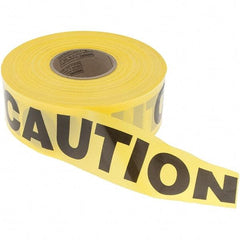 Value Collection - 1,000' Long x 3" Wide Roll, Polyethylene, Black & Yellow Barricade Tape - Message: CAUTION - Exact Industrial Supply