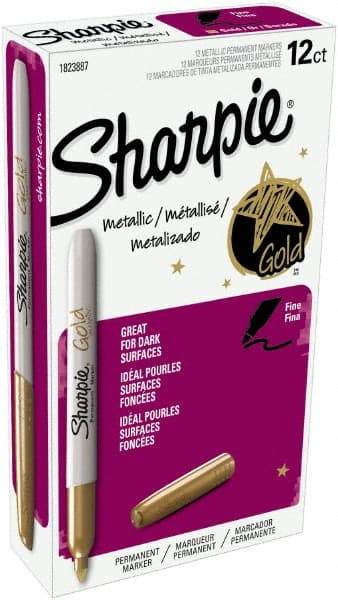 Sharpie - Metallic Gold Permanent Marker - Fine Tip, AP Nontoxic Ink - Exact Industrial Supply